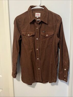 Wrangler Brown Corduroy Snap Western Shirt
